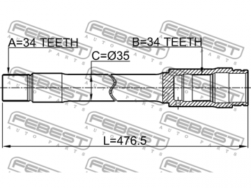 Axle Half Shaft 0112-UZJ200F (FEBEST)