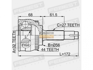Outer CV Joint 0210-057A44 (FEBEST)