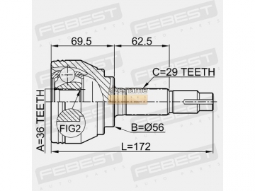 Outer CV Joint 0210-075 (FEBEST)