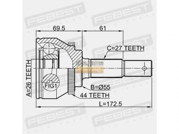 Outer CV Joint 0210-N16A44 (FEBEST)