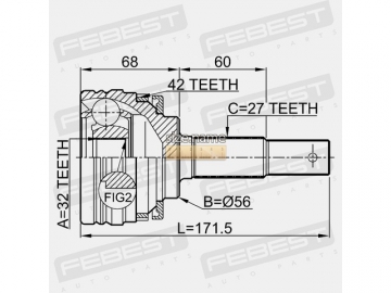 Outer CV Joint 0210-P10A42 (FEBEST)