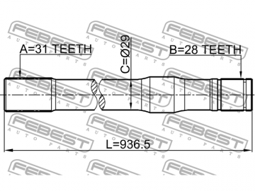 Axle Half Shaft 0212-Y61LH (FEBEST)