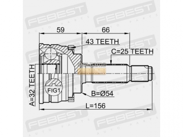 Outer CV Joint 0410-034A43 (FEBEST)