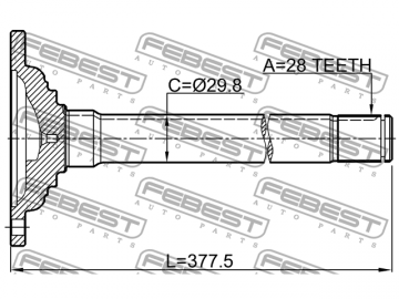 Axle Half Shaft 0412-KB4FRH (FEBEST)