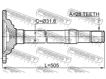 Axle Half Shaft 0412-KH6WRH (FEBEST)