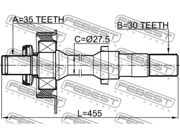 Axle Half Shaft 0512-TRIB2WDRH (FEBEST)
