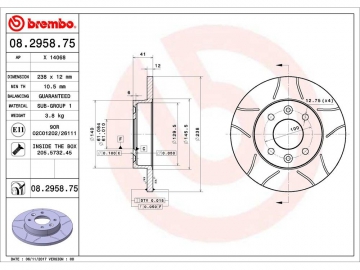 Диск тормозной 08.2958.75 (BREMBO)