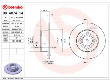 Диск гальмівний 08.4874.14 (BREMBO)