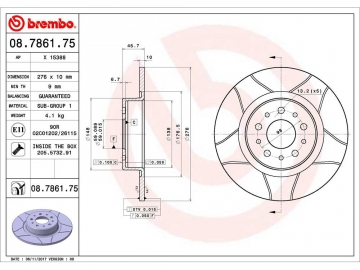 Диск тормозной 08.7861.75 (BREMBO)