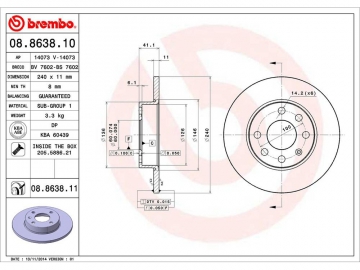 Диск тормозной 08.8638.10 (BREMBO)