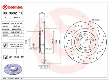 Диск тормозной 08.8682.1X (BREMBO)