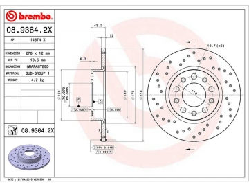 Диск тормозной 08.9364.2X (BREMBO)