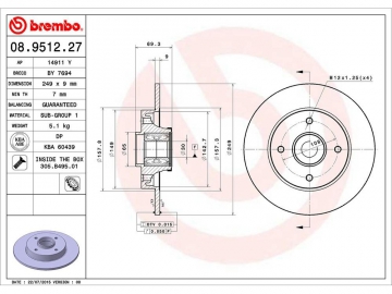 Диск гальмівний 08.9512.27 (BREMBO)