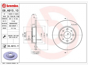 Диск гальмівний 08.A915.10 (BREMBO)