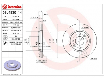 Brake Rotor 09.4930.14 (BREMBO)