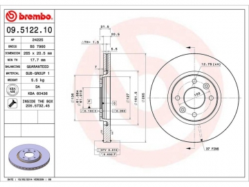 Brake Rotor 09.5122.10 (BREMBO)