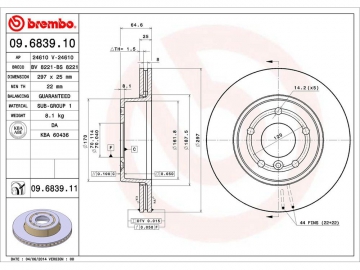 Диск гальмівний 09.6839.11 (BREMBO)