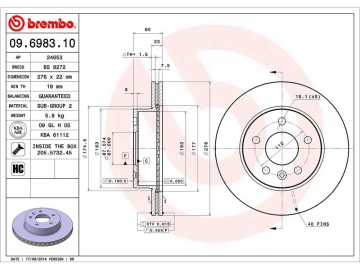 Brake Rotor 09.6983.10 (BREMBO)