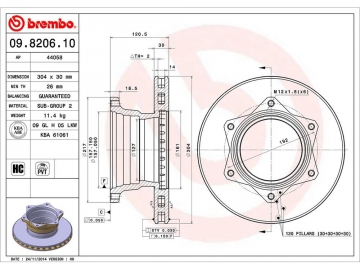 Диск тормозной 09.8206.10 (BREMBO)