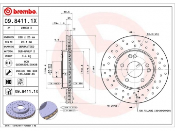 Диск тормозной 09.8411.1X (BREMBO)