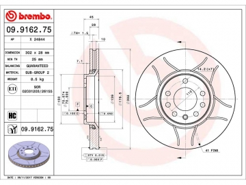Brake Rotor 09.9162.75 (BREMBO)