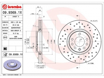 Диск гальмівний 09.9369.1X (BREMBO)