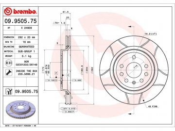 Brake Rotor 09.9505.75 (BREMBO)