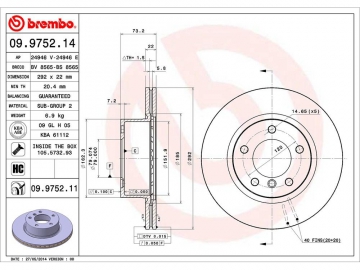 Диск тормозной 09.9752.14 (BREMBO)