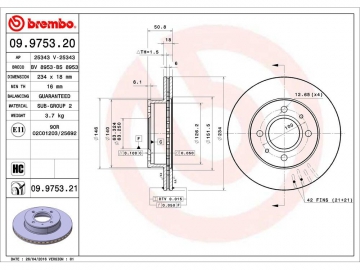 Диск тормозной 09.9753.21 (BREMBO)