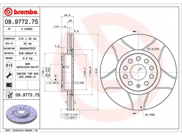 Диск тормозной 09.9772.75 (BREMBO)