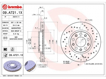 Brake Rotor 09.A721.1X (BREMBO)