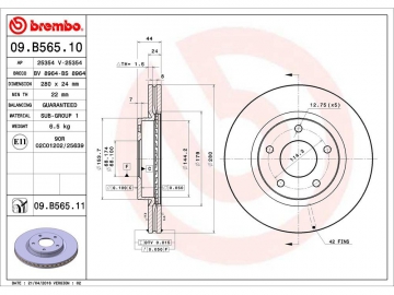 Диск гальмівний 09.B565.11 (BREMBO)