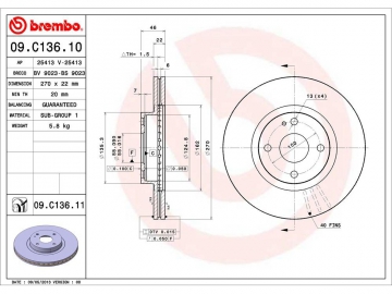 Диск гальмівний 09.C136.10 (BREMBO)