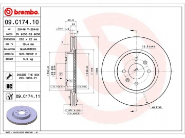 Диск тормозной 09.C174.10 (BREMBO)