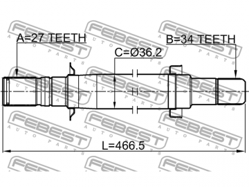 Axle Half Shaft 1012-CAPRH (FEBEST)