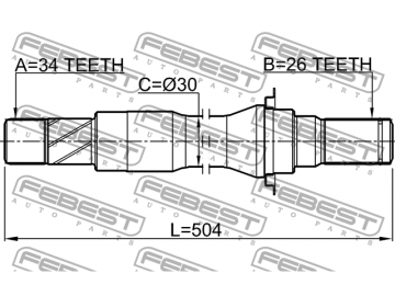 Вал приводной 1012-V250MTRH (FEBEST)