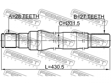 Axle Half Shaft 1212-IX35D3AT6 (FEBEST)