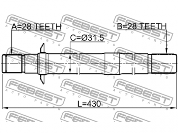 Axle Half Shaft 2212-SORRH (FEBEST)