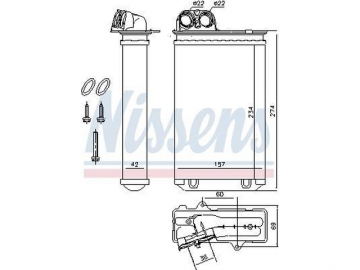 Cabin heater radiator 71152 (Nissens)