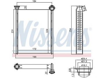 Cabin heater radiator 72987 (Nissens)