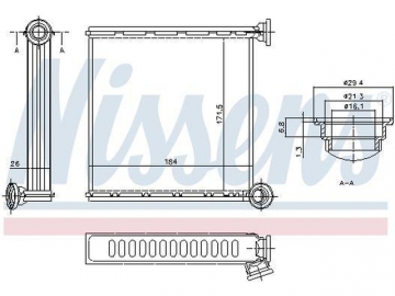 Cabin heater radiator 73980 (Nissens)