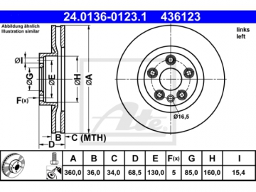 Brake Rotor 24.0136-0123.1 (ATE)