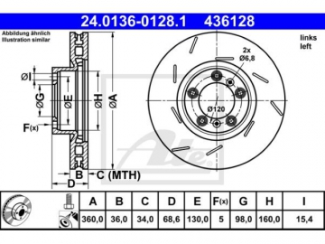 Brake Rotor 24.0136-0128.1 (ATE)