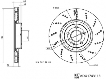 Диск тормозной ADU1743113 (Blue Print)