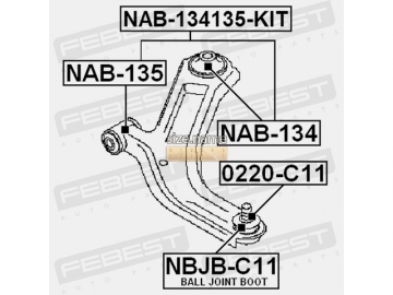 Suspension bush NAB-134135-KIT (FEBEST)