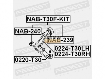 Suspension bush NAB-T30F-KIT (FEBEST)