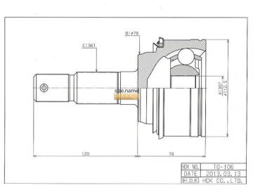Outer CV Joint TO-106 (HDK)