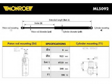 Газовий упор ML5092 (MONROE)