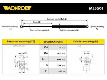 Газовый упор ML5501 (MONROE)