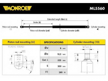 Газовий упор ML5560 (MONROE)